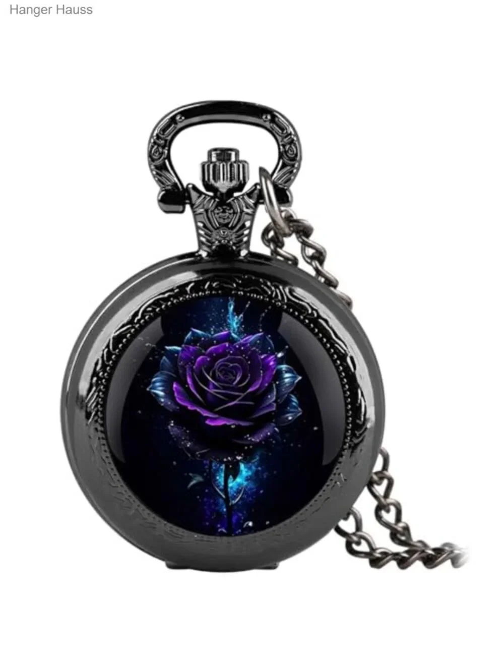 Graphic Design Quartz Pocket Watch with Chain and Gift Box